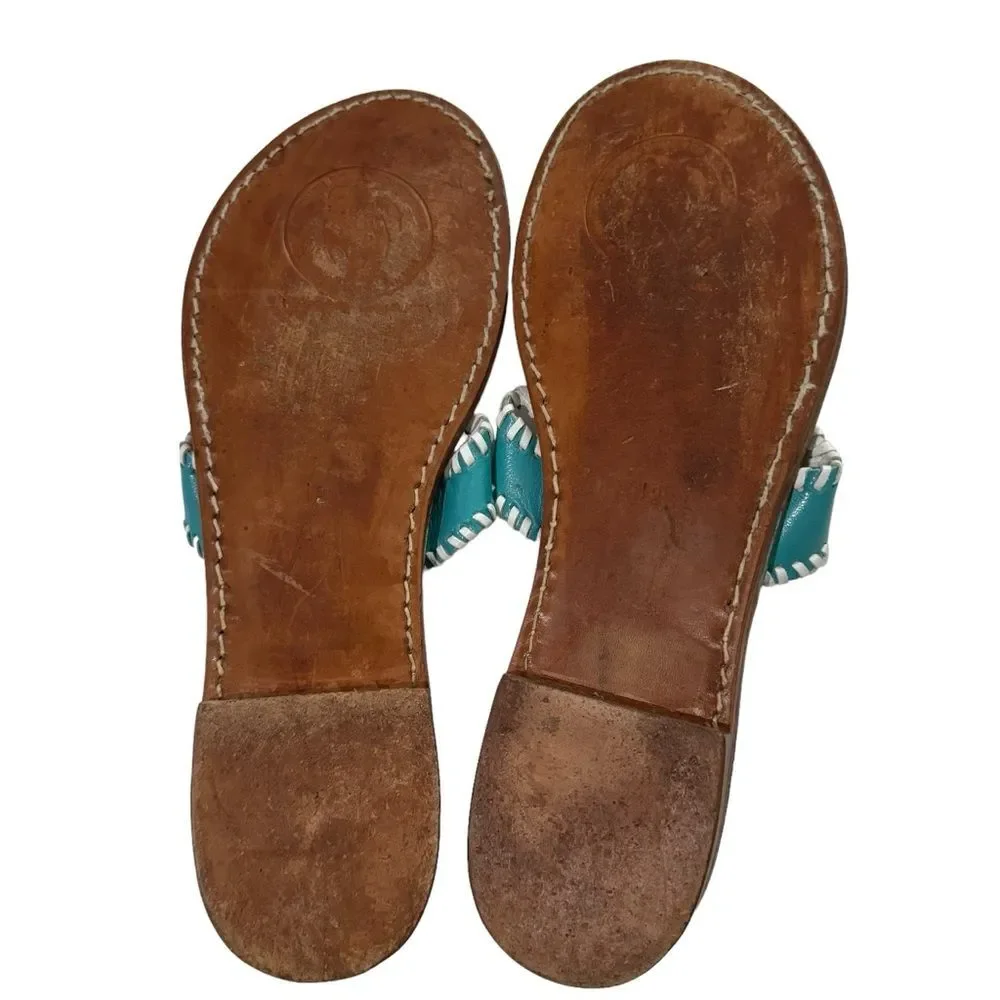 STEPHEN BONANNO PALM BEACH Emerald Blue Leather Hand Made Sandal Women's Size 12
